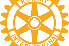 Logo du Rotary, roue jaune sur fond blanc